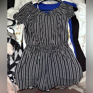 Black striped romper